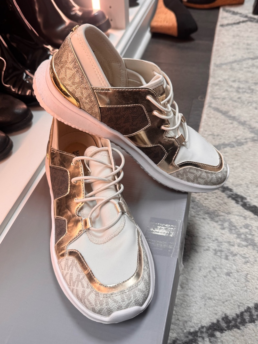 Michael Kors White and Gold Women’s Fashion Sneakers
